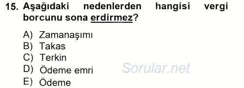 Vergi Usul Hukuku 2012 - 2013 Ara Sınavı 15.Soru
