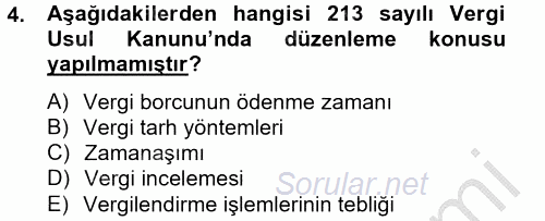 Vergi Usul Hukuku 2012 - 2013 Ara Sınavı 4.Soru