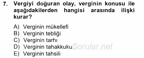 Vergi Usul Hukuku 2012 - 2013 Ara Sınavı 7.Soru