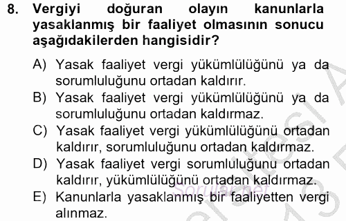 Vergi Usul Hukuku 2012 - 2013 Ara Sınavı 8.Soru
