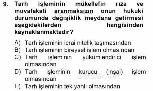 Vergi Usul Hukuku 2012 - 2013 Ara Sınavı 9.Soru