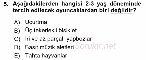 Hasta Çocukların Gelişimi Ve Eğitimi 2015 - 2016 Dönem Sonu Sınavı 5.Soru