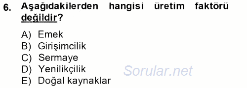 Gelir Dağılımı ve Yoksulluk 2013 - 2014 Tek Ders Sınavı 6.Soru