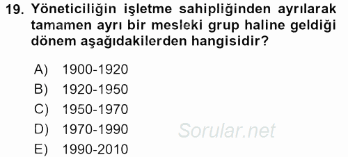 İşletmelerde Sosyal Sorumluluk Ve Etik 2016 - 2017 Ara Sınavı 19.Soru