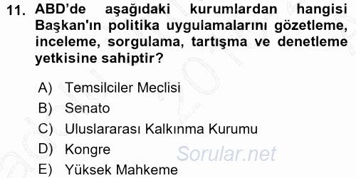 Amerikan Dış Politikası 2015 - 2016 Ara Sınavı 11.Soru