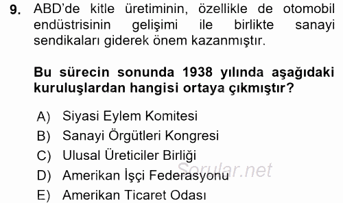 Amerikan Dış Politikası 2015 - 2016 Ara Sınavı 9.Soru