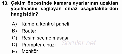 Radyo ve Televizyonda Ölçü Bakım 2017 - 2018 Ara Sınavı 13.Soru