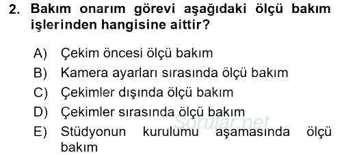 Radyo ve Televizyonda Ölçü Bakım 2017 - 2018 Ara Sınavı 2.Soru