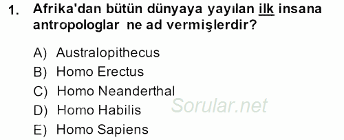 Eski Mezopotamya ve Mısır Tarihi 2013 - 2014 Dönem Sonu Sınavı 1.Soru