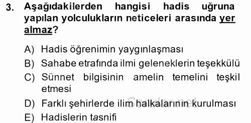 Hadis 2014 - 2015 Dönem Sonu Sınavı 3.Soru