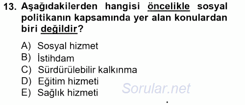 Topluma Hizmet Eğitimi 2012 - 2013 Ara Sınavı 13.Soru