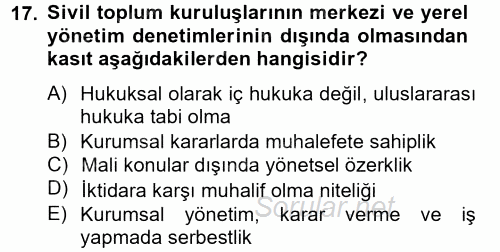 Topluma Hizmet Eğitimi 2012 - 2013 Ara Sınavı 17.Soru