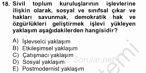 Topluma Hizmet Eğitimi 2012 - 2013 Ara Sınavı 18.Soru