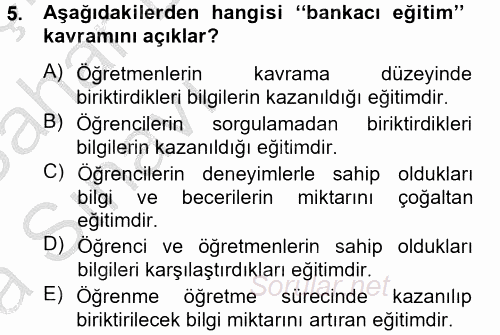Topluma Hizmet Eğitimi 2012 - 2013 Ara Sınavı 5.Soru
