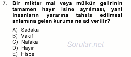 Topluma Hizmet Eğitimi 2012 - 2013 Ara Sınavı 7.Soru