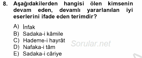 Topluma Hizmet Eğitimi 2012 - 2013 Ara Sınavı 8.Soru