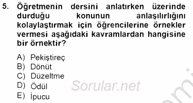 Eğitim Psikolojisi 2012 - 2013 Dönem Sonu Sınavı 5.Soru