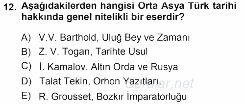 Tarih Metodu 2013 - 2014 Dönem Sonu Sınavı 12.Soru