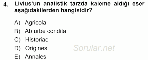 Tarih Metodu 2013 - 2014 Dönem Sonu Sınavı 4.Soru