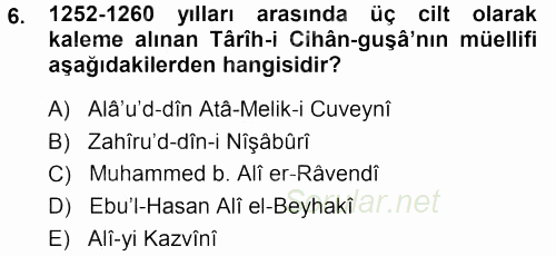 Tarih Metodu 2013 - 2014 Dönem Sonu Sınavı 6.Soru