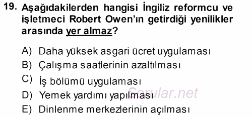 Yönetim ve Organizasyon 1 2014 - 2015 Ara Sınavı 19.Soru