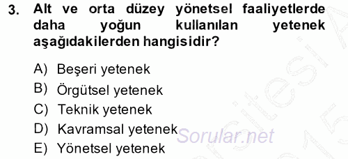 Yönetim ve Organizasyon 1 2014 - 2015 Ara Sınavı 3.Soru