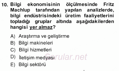 Bilgi Ekonomisi 2013 - 2014 Ara Sınavı 10.Soru
