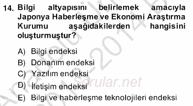 Bilgi Ekonomisi 2013 - 2014 Ara Sınavı 14.Soru