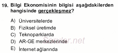 Bilgi Ekonomisi 2013 - 2014 Ara Sınavı 19.Soru