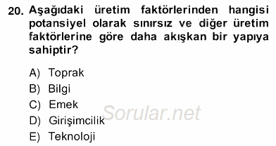 Bilgi Ekonomisi 2013 - 2014 Ara Sınavı 20.Soru