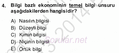 Bilgi Ekonomisi 2013 - 2014 Ara Sınavı 4.Soru