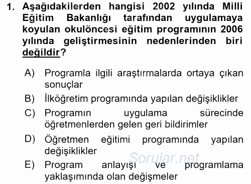 Özel Öğretim Yöntemleri 1 2017 - 2018 Ara Sınavı 1.Soru