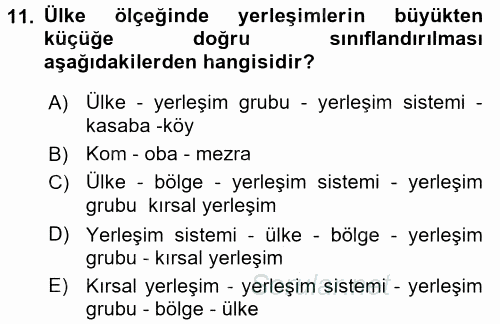 Tarımsal Yapılar ve Sulama 2016 - 2017 Ara Sınavı 11.Soru