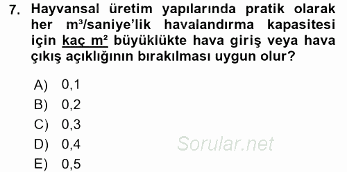 Tarımsal Yapılar ve Sulama 2016 - 2017 Ara Sınavı 7.Soru