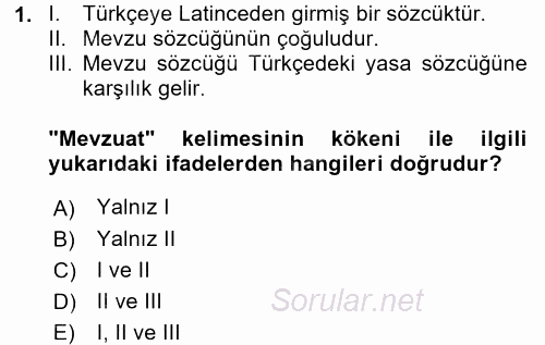 Sosyal Hizmet Mevzuatı 2016 - 2017 Ara Sınavı 1.Soru