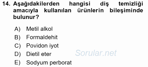 Temel İlk Yardım Bilgisi 2016 - 2017 3 Ders Sınavı 14.Soru