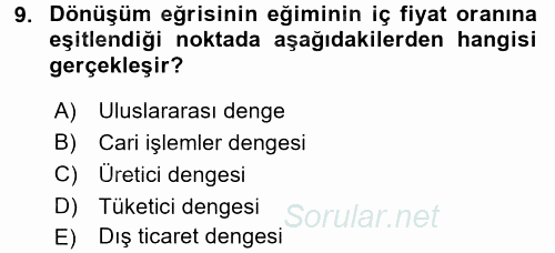 Uluslararası İktisat Teorisi 2017 - 2018 Ara Sınavı 9.Soru