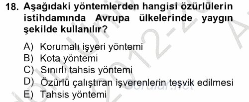 Sosyal Politika 2 2012 - 2013 Ara Sınavı 18.Soru