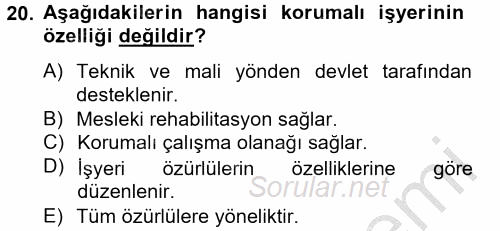 Sosyal Politika 2 2012 - 2013 Ara Sınavı 20.Soru