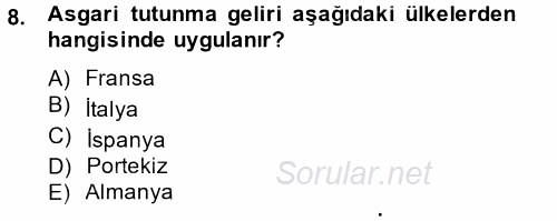 Sosyal Politika 2 2012 - 2013 Ara Sınavı 8.Soru