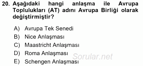 Siyaset Bilimi 2015 - 2016 Dönem Sonu Sınavı 20.Soru