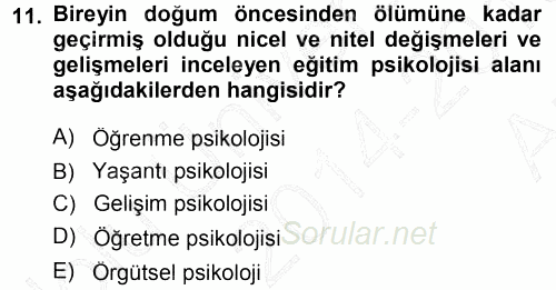 Eğitim Bilimine Giriş 2014 - 2015 Ara Sınavı 11.Soru