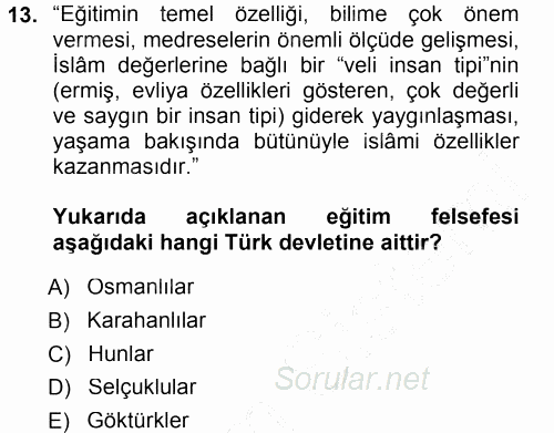 Eğitim Bilimine Giriş 2014 - 2015 Ara Sınavı 13.Soru