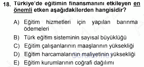 Eğitim Bilimine Giriş 2014 - 2015 Ara Sınavı 18.Soru