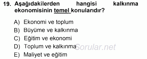 Eğitim Bilimine Giriş 2014 - 2015 Ara Sınavı 19.Soru