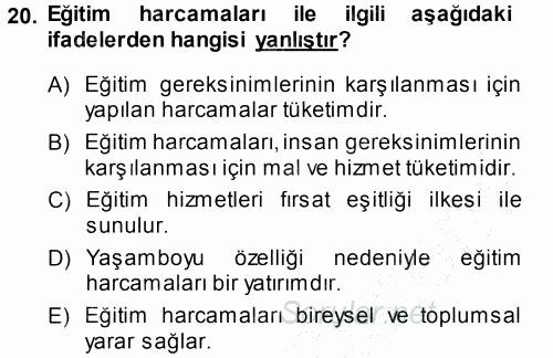 Eğitim Bilimine Giriş 2014 - 2015 Ara Sınavı 20.Soru