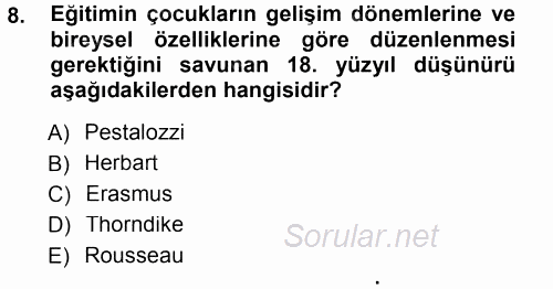 Eğitim Bilimine Giriş 2014 - 2015 Ara Sınavı 8.Soru