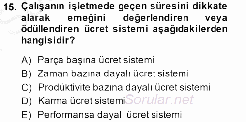 Hayvancılık Ekonomisi 2013 - 2014 Dönem Sonu Sınavı 15.Soru