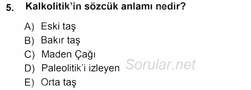Eski Anadolu Tarihi 2012 - 2013 Ara Sınavı 5.Soru