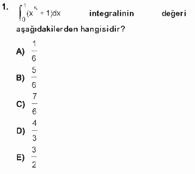 Matematik 2 2012 - 2013 Tek Ders Sınavı 1.Soru